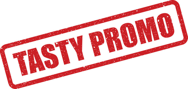 Red grunge rubber stamp vector with TASTY PROMO text, showing a vintage distressed look ideal for food related advertising and promotional uses