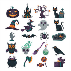 set of halloween elements