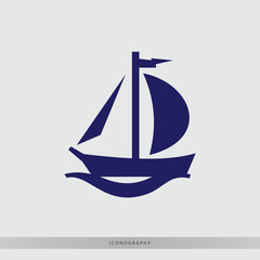 Simple sailboat icon evoking nautical adventures and coastal serenity, perfect for travel, vacation, and ocean-themed branding, with classic maritime appeal