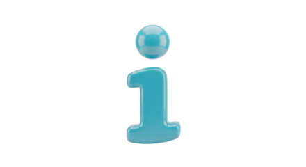 Isolated turquoise information icon with a glossy surface, 3d rendered style, advice sign