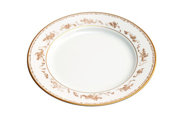 Elegant white plate with gold floral rim