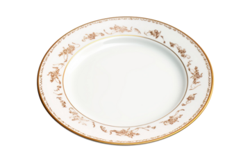 Elegant white plate with gold floral rim