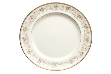 Elegant dinner plate with floral design and gold trim
