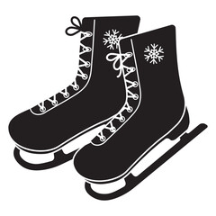 Isolated pair of winter sports shoes for speed skating competitions silhouette, icon