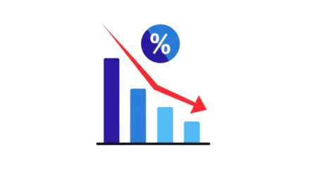 Isolated percentage decrease concept illustration graphic data presentation finance loss