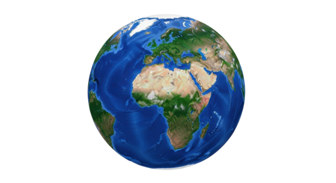 Isolated Globe Depicting the Continents of Europe, Asia, and Africa for Global Commerce