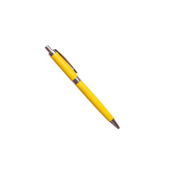 Bright yellow ballpoint pen with sleek silver accents, perfect for signing documents or adding flair to your desk setup.