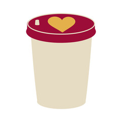 Disposable Coffee Cup With Heart On Lid