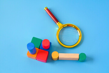 Magnifire with Wooden building blocks for kids,Wood toys.