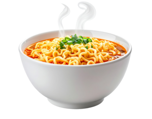 Cup of instant noodles PNG with steam rising