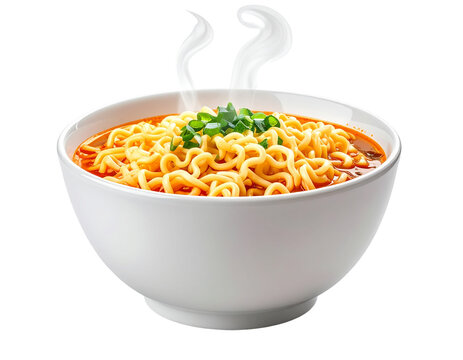 Cup of instant noodles PNG with steam rising