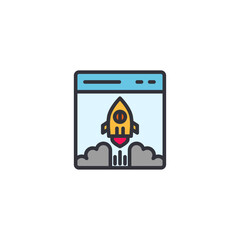 Rocket beside a person working on a computer, symbolizing startup founders, innovation teams, and product development in technology-driven businesses.