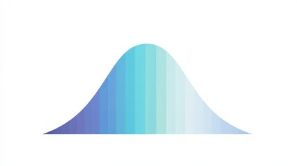 A smooth, gradient bell curve in shades of blue, representing statistical distribution or probability.
