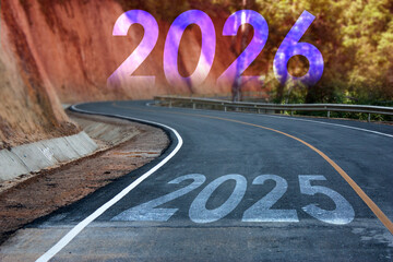 Empty road with written 2026,Future and success of the New Year.