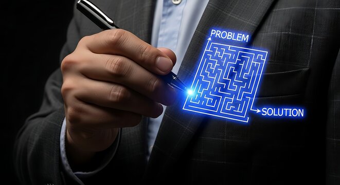 Business strategy concept showing problem solving skills to find solutions