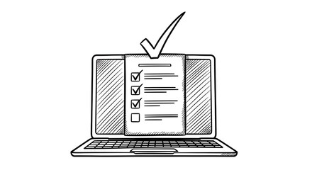 Checklist Completed on Laptop for Task Management and Productivity Concept