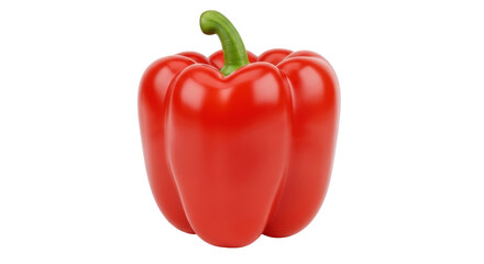 Isolated red bell pepper with green stem, fresh, vibrant and appealing for food photography