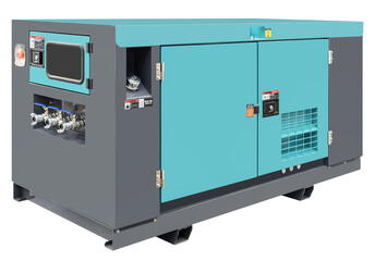 Gray and green diesel generator