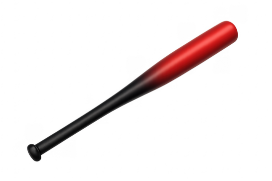 Red and black baseball bat on transparent background