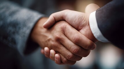 Obraz premium Close up of two professionals shaking hands symbolizing agreement trust and successful business partnership