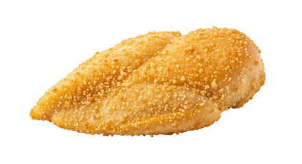 Isolated appetizing deep-fried breaded chicken cutlet for fast-food takeaway meal concept