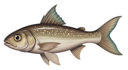 Isolated depiction of a swimming fish, a detailed and colorful rendering of underwater life