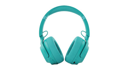 Isolated teal wireless headphones provide quality listening experience for music lover