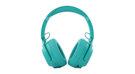 Isolated teal wireless headphones provide quality listening experience for music lover