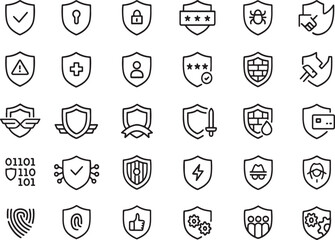 safety icons set, security shield collection, protection icon set, cyber safety logos, data protection icons, safety awareness design, shield and lock icons, internet security symbols, protection vect