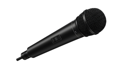Black microphone isolated on transparent background