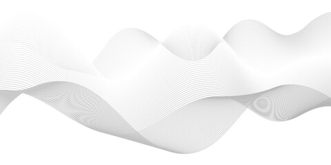 Vector wave digital white and gray blend futuristic technology flow tech transparent line stripe energy connection web music and sound, beautiful dynamic smooth space texture background.	