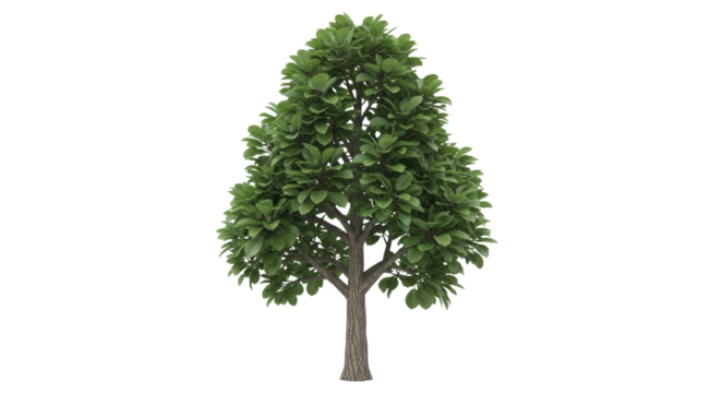 Isolated tree with lush green leaves standing against a neutral backdrop to give natural vibes