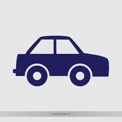 Modern blue car icon symbolizing transport and automotive industry innovation for clean and efficient travel solutions