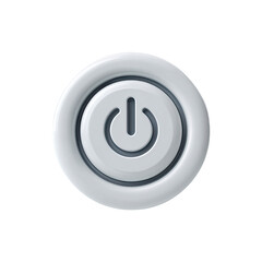 A circular, off-white power button with a recessed, slightly darker gray power symbol.  The button appears to be made of a smooth, possibly plastic material