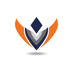 Abstract Geometric V-Shape Emblem with Wings