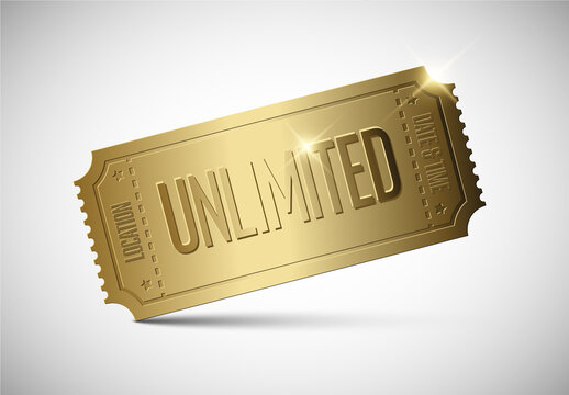 Shiny Golden Unlimited Ticket Template Illustration