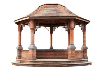 Ornate brick gazebo with a tiled roof