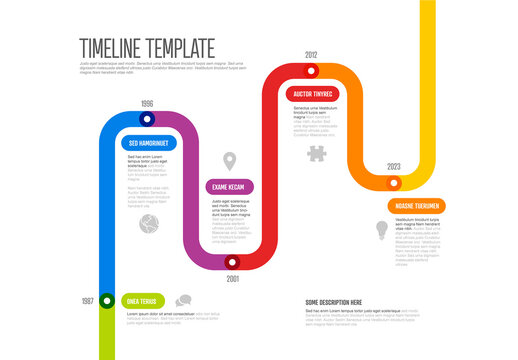Minimalist Colorful Infographic Timeline Template on White Background