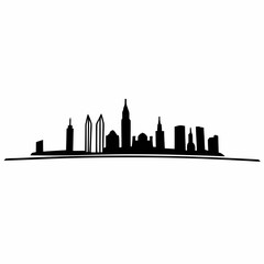 Obraz premium Vector art of black silhouette of a city skyline a simple yet elegant design representing urban life, perfect for travel, business, and architectural themes