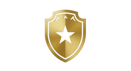 Isolated golden emblem with star, heraldic shield for security, army, or defense concepts