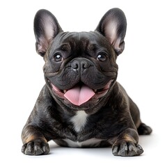 Happy French Bulldog Puppy on a White Background