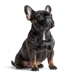 French Bulldog Sitting on a White Background. Generative AI