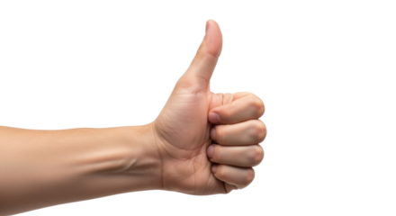 Isolated hand giving a thumbs up gesture, expressing approval, agreement, or positive feedback