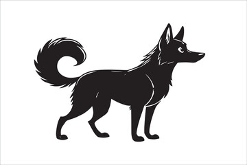 Minimal Black Dog Silhouette Vector Illustration