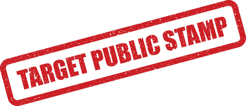 Weathered red grunge target public stamp design featuring a rustic texture for general announcements and public information