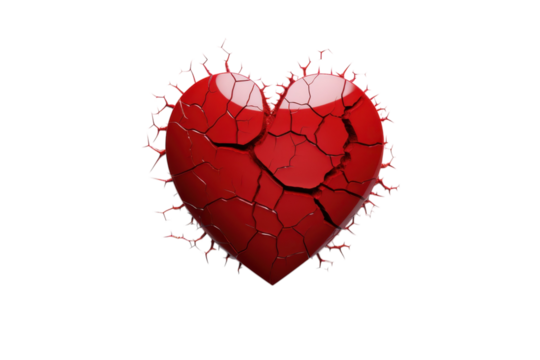 Broken red heart with thorns art