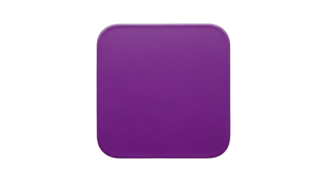 Isolated purple square with rounded corners, elegant design element, solid color block shape