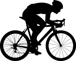 Fototapeta premium high quality race bicyclist silhouette - vector. Transparent background PNG, cutout 