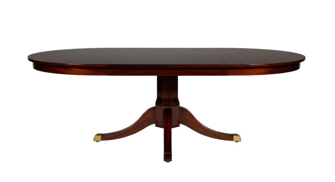 Isolated Oval Dining Table in Wood Grain, Extending to Seat More People at Dinner Party