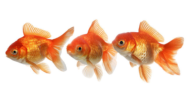 Oranda goldfish set isolated on transparent background close up - Powered by Adobe